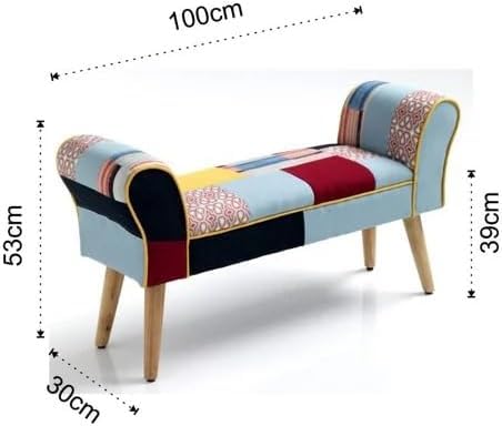 PANCA CAROLINA, TESSUTO TECNICA PATCHWORK, MULTICOLORE, L. 102 P. 31 H. 54 cm