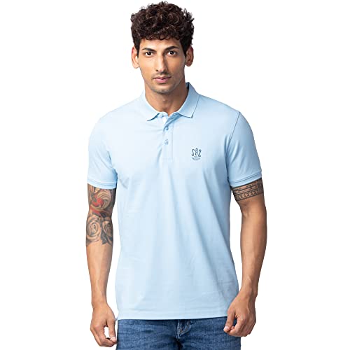 Image of Spykar Polo Collar Half Sleeves Cotton Blend Slim Fit T-Shirt for Men