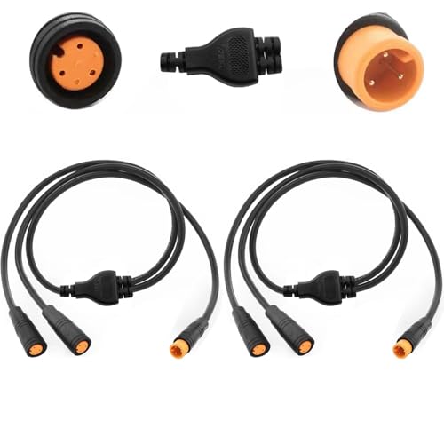 RUNCCI YUN 2Pcs Cable de Extensión Y Split de Bicicleta Eléctrica 3 Pines,Cable de Bicicleta eléctrica 1 t 2 Conector de Impermeables 3 Pines lámparas ebike,sensores de Engranajes Frenos