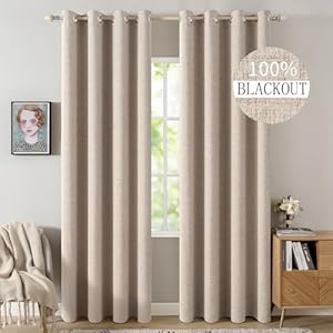MIULEE 100% Blackout Linen Textured...