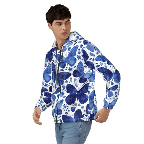 Sweat à capuche papillons bleus : pull décontracté de voyage homme - 5
