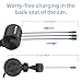 OHLPRO Retractable Backseat Car Charger [2 Pack], 3-in-1 Multi Car Charging Station with USB-C/USB-i/Micro-USB, 15W Fast Charging for iPhone, Samsung, Android, Headrest Mount for Uber Taxi Rideshare