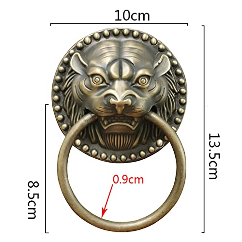 Antique Tiger Head Door Knocker Vintage Thick Copper Door Handle Retro Front Door Courtyard Garden Wall Decoration Accessories (Size: Diameter 20Cm Color: Brass) (Black 20Cm Diame #TOP6