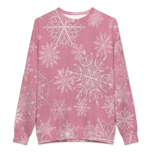 MoBlinko Mens Sweater Pink Snowman Snowflake Sweaters for Men Crew Neck Sweater for Men Lightweight Pullover2