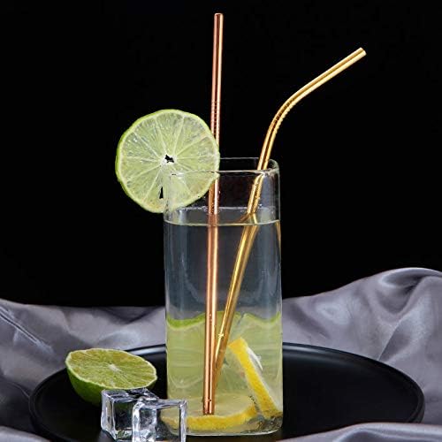 Miniatura 5 de Pajitas de metal de acero inoxidable, paquete de 50 pajitas reutilizables a granel de 8.5 pulgadas, color negro, todas las pajitas curvadas dobladas