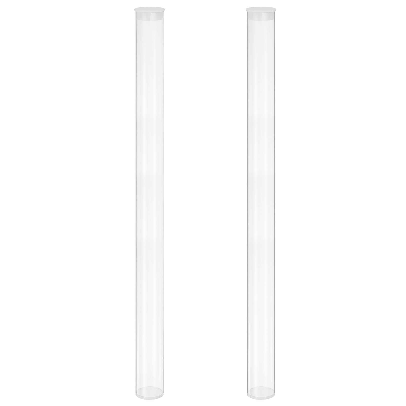 MECCANIXITY Transparent Plastic Storage Tubes, 1 9/16" x 20"(40x500mm) Polycarbonate Clear Rigid Round Storage Tubing with Black Lid, 2 Set