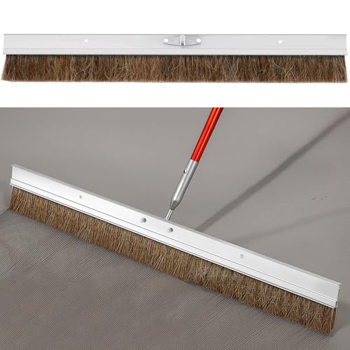 Hushee Aluminum Backed Concrete Broom Concrete Broom Finishing with Clevis Handle Bracket 48-inch for Driveways Sidewalks Wet Concretes(Mixed Hair)