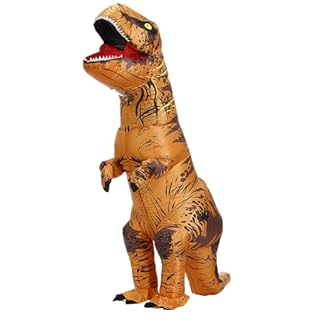 Color: Brown Dinosaur Costume.Inflatable T rex Costume looks very realistic.Giant dinosaur are fierce and cute. Size: Inflatable Dinosaur Costume adult size (one size fits all) ,Tyrannosaurus Inflatable Costume suitable for 150cm-190cm [4.9ft- 6.2ft]...