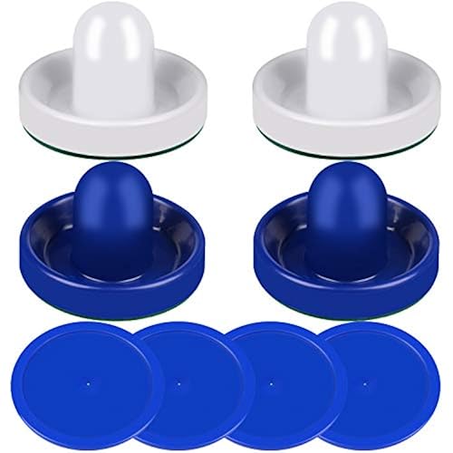 ONE250 Air Hockey Pushers and Red Air Hockey Pucks, Goal Handles Paddles Replacement Accessories for Game Tables (4 Striker, 4 Puck Pack)
