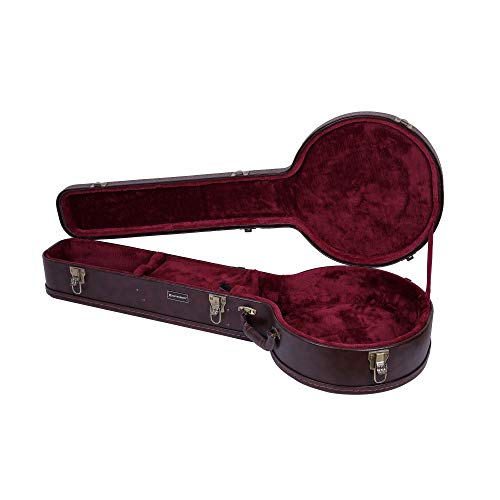 Image of Crossrock Wooden Banjo Case fits 5-String Resonator styles of Banjos- Stainless Steel Latches, Sponge Lining, Storage Space-Vintage Brown (CRW600BJBR)