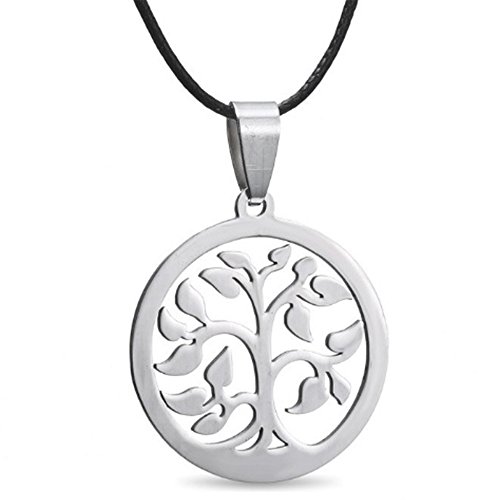 MESE London Collar de Árbol de la Vida Correa de Cuero Colgante 'The Wise One' en Caja de Regalo Elegante