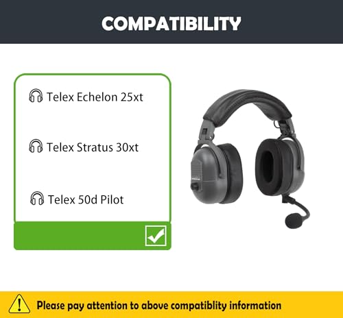 Repuestos Almohadillas HTINDUSTRY compatibles con audífonos Telex Echelon 25xt, Stratus 30xt, 50d Pilot, Cuero Proteico Suave y Espuma de Memoria miniatura 2