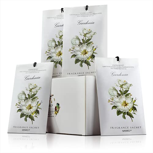 MYARO 12 Packs Gardenia Scented Sachets for Drawer and Closet, Long-Lasting Home Fragrance Sachet for Lover