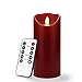 7 inch Flameless LED Candle - Real Wax & Real Flickering Candle Motion - with Remote 24-Hour Timer Function by 2 AA Batteries,Burgundy Color