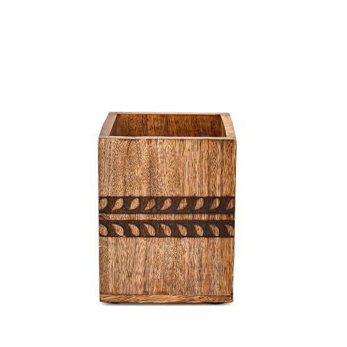 Indus Lifespace Pots à ustensiles de cuisine en bois de manguier, outil de cuisine pour comptoir, cuillère, spatule pour comptoir de cuisine (12,7 x 12,7 x...