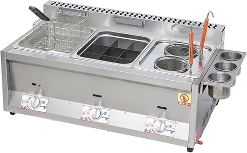 Fritor comercial, gas de propano grande, acero inoxidable, alta capacidad para cocinar al aire libre, incluye cesta y tapa~/