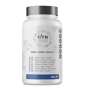 CYB | Skin Hair Nails – Hair Vitamins | Biotin Copper Zinc Hair Supplement with Complete Spectrum of B Vitamins – Hair Skin and Nails Vitamins for Women – Vegan – 120 Capsules 4 Months