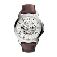 FOSSIL Men's Grant Analog Automatic Self Wind Brown Watch, (ME3099), Silver/brown