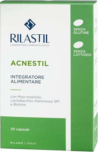 Rilastil Acnestil Integratore Alimentare a base di Probiotici, Prebiotici e Biotina per Pelle a Tendenza Acneica, 30 capsule