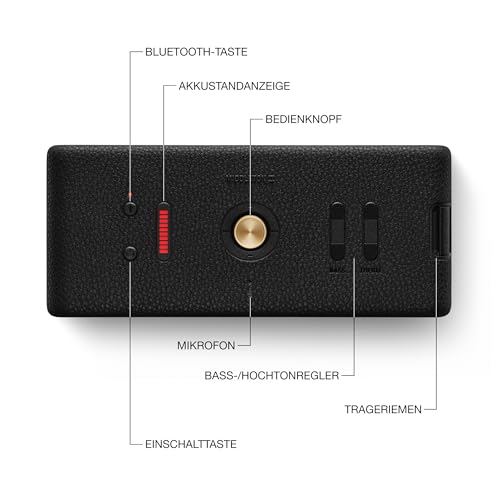 Marshall Middleton II Bluetooth Tragbarer Bluetooth-Lautsprecher, über 30 Stunden Spielzeit, wasserdicht nach IP67 – Schwarz und Messing