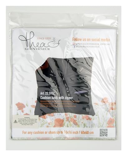 Image of Thea Gouverneur Cushion Back Kit with Zipper - Navy Blue - for Any 16x16 Inch (40x40cm) Cushion- Cross Stitch Creations - Embroidery - Embroidery Kit for Adults - 23.5902