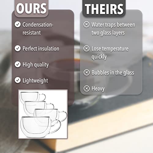 BTaT- Double Walled Glass Coffee Mugs, 9 oz, Set of 4, Glass Coffee Cups with Handle, Insulated Clear Coffee Mug for Hot and Cold Beverages, Cappuccino, Latte, Tea, Americano, Microwave Safe by Brew To A Tea - Image 5