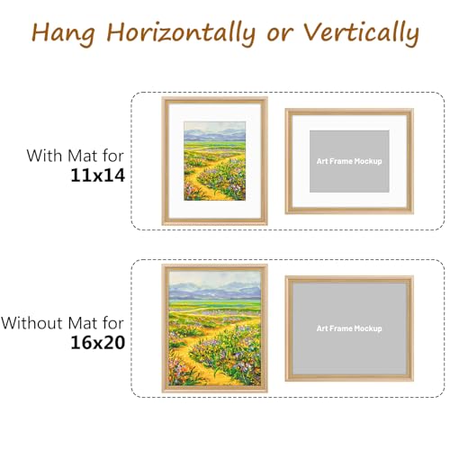 Image of Golden State Art,16x20 Ornate Picture Frame Holds 11x14 Photo,Champagne | Includes plexiglass front,white mat,build-in hangers and buttons.Displays 11x14 photo on wall