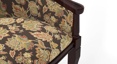 Image of Solid Sheesham Wood Chair Single Seater Sofa Chair for Living Room,Bedroom,Outdoor & Indoor - Walnut & Chintz Floral
