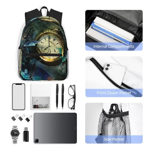 Mochila para laptop con estampado de mariposas y tirantes ergonómicos negros 6