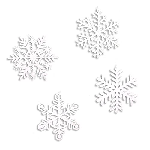 image for Santas Studio Assorted White Glitter Snowflake Christmas Tree Ornament