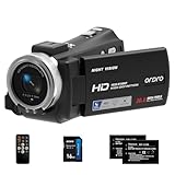 ORDRO Camcorders HDV-V12 HD 1080P Video Camera Recorder Infrared Night Vision Camera Camcorders with 16G Memory Card and 2 Batteries