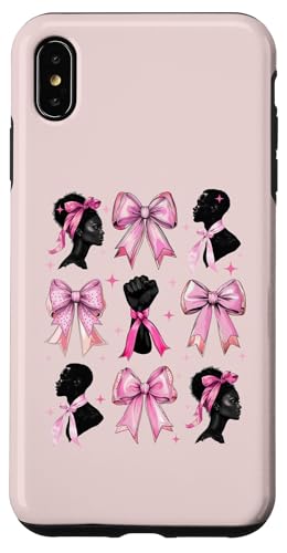 Coquette Bow Black History Month African Melanin Women Rosa Carcasa para iPhone XS Max