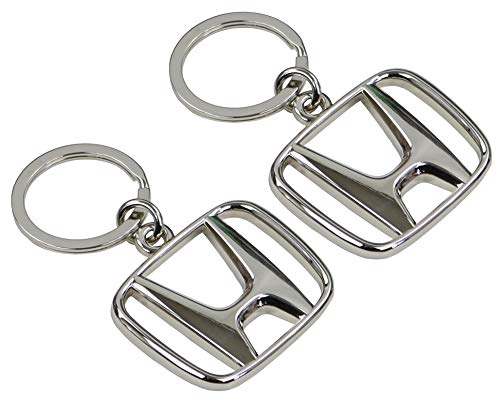 Hillman Group Honda H Emblem Chrome Metal Key Chain, 2-Pack