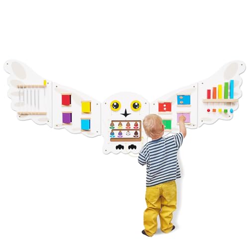 Image of Monläurd® Owl Montessori Busy Board,Sensory Board,Educational Toys,Activity Cube,Wall Toys,Daycare Furniture,Playroom Furniture,Interactive Toys,Wooden Toys,Learning Toys,Boys and Girls 6 M+