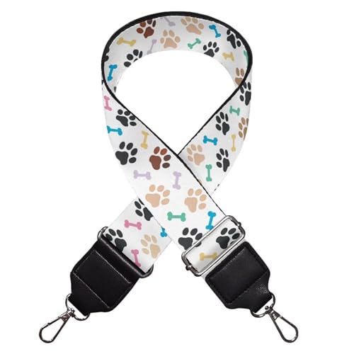Image of Talayituse Dog Paw Bone Print Shoulder Strap Wide Purse Bag Strap Adjustable Replacement Belt Luggage Crossbody Shoulder Bag Strap for Women Girls