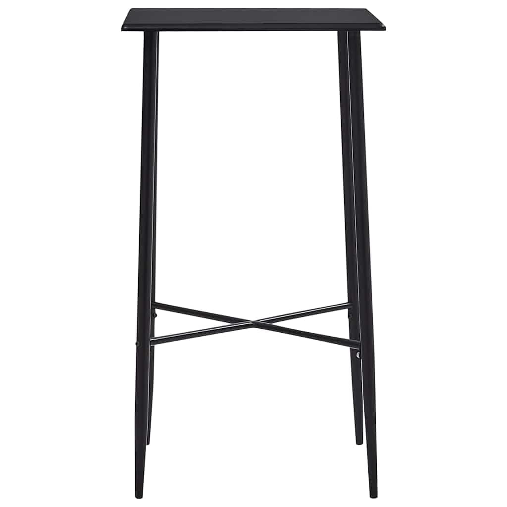 Ensemble de bar 3 pièces en tissu noir avec structure en acier revêtu par pulvérisation, plateau de table en MDF 60 x 60 x 111 cm, 2 chaises de bar avec assise ergonomique, peu encombrant