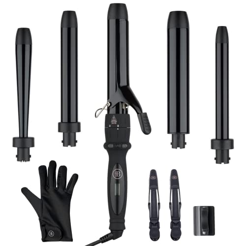 Bombay Hair Curling Wand Set - 5 in 1 Curling Wand, Professional Curling Iron, Tourmaline, Interchangeable
