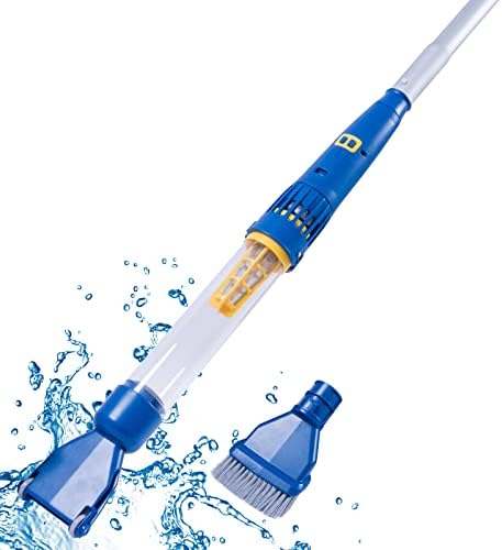Cordless Pool Vacuum with Strong Suction, Rechargeable Handheld Pool Vacuum Cleaner for Inground & Above Ground Pools, Portable Pool Vacuum with 90 Mins Working Time for Deep Cleaning (Blue),PoolGuard