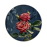 Orologio da parete moderno in legno, stile shabby chic, con rose, senza cornice, elegante, senza scala, per casa, camera da letto, bagno, ufficio, soggiorno, decorazione