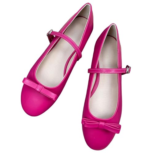 SAILING LU Women's Bow-Knot Round Toe Ballet Flats Dressy Comfort Flat Shoes Wedding Party Flats Mary Jane Shoes