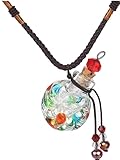 Colorful Murano Glass Small Colorful Oil Ashes Urn Bottle Cork Pendant Vial Necklace