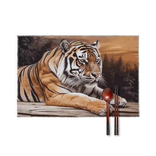 Protégez votre table avec le lot de 6 sets de table tigre lavables