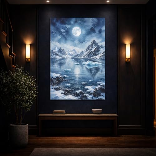 Tableau bleu arctique salon décoration murale verticale 3cm