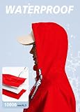 EnduaReve Regenjacke Damen Lang Wasserdicht Atmungsaktiv Regenmantel Übergangsjacke Kapuze Outdoor Jacke Rot S