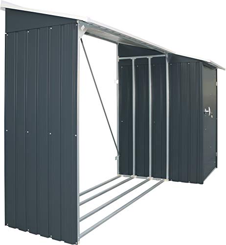 Duramax Metallgerätehaus Kaminholzregal mit Aufbewahrungsschrank anthrazit – Bild 8