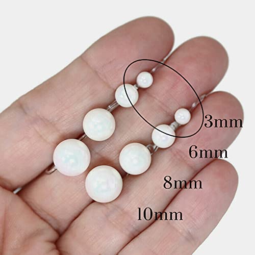 Pretty Smart Round Simulated Shell Pearl Invisible Clip On Earrings for Non-Pierced Ears White (3mm)