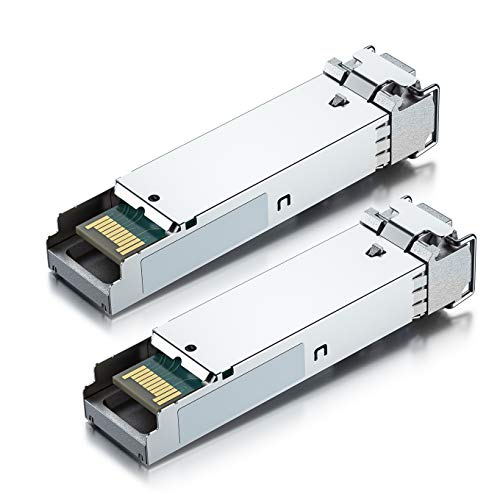 Image of 10Gtek a Pair of 1.25G SFP Bidi Transceiver, 1000Base-BIDI SingleMode Simplex LC Fiber Module for Cisco GLC-BX-20D /GLC-BX-20U, Ubiquiti UniFi UF-SM-1G-S and More, SMF 1550nm /1310nm, DDM, up to 20 km