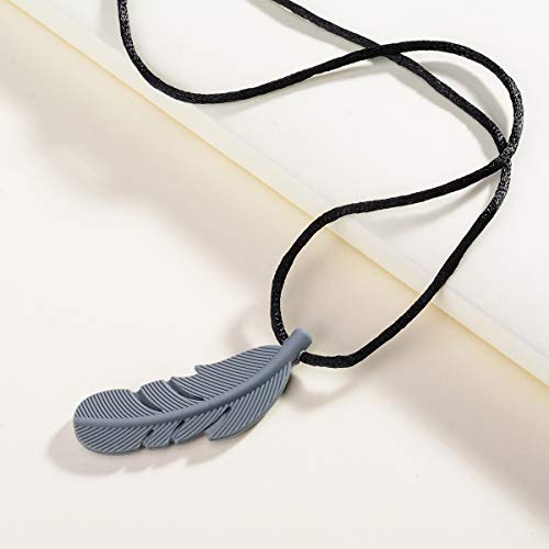 Image of Sensory Chew Necklaces for Kid 3+,Adult Fidget Necklace,Chewlery Feather | Update Teething Chewing Pendant BPA-free,2 Pack