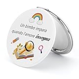 Tamnioa Natale Regalo Insegna Maestra Idee Regalo Insegna Specchietto da Borsetta Specchio da Viaggio Compleanno Regali Donne Originale Utile, Specchio Trucco Ingranditore Specchietto Doppio Regali