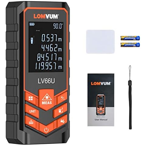 Laser Measure,LOMVUM 262ft 80m Digital Laser Distance Meter with Mute Function Large LCD Backlight Display,Measure Distance,Area and Volume,Pythagorean Mode Battery Included Cover